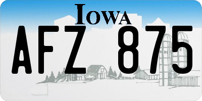 IA license plate AFZ875