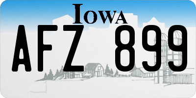 IA license plate AFZ899