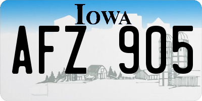 IA license plate AFZ905