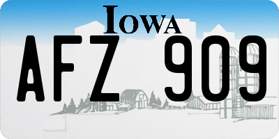 IA license plate AFZ909