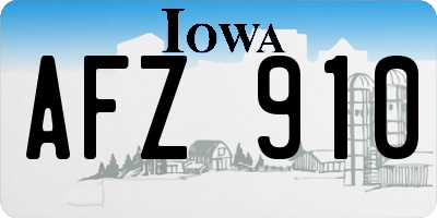 IA license plate AFZ910