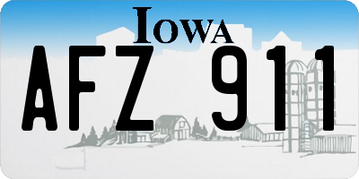 IA license plate AFZ911