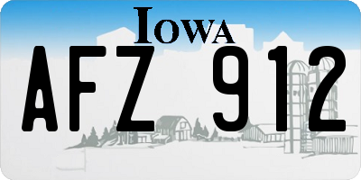 IA license plate AFZ912
