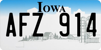 IA license plate AFZ914