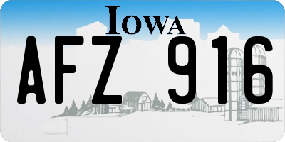 IA license plate AFZ916