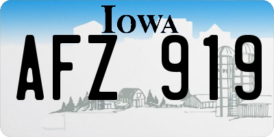 IA license plate AFZ919
