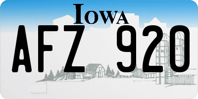 IA license plate AFZ920