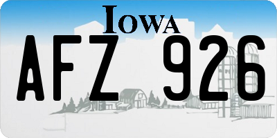 IA license plate AFZ926