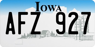 IA license plate AFZ927