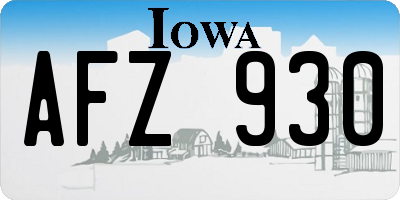 IA license plate AFZ930