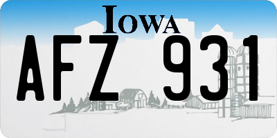 IA license plate AFZ931