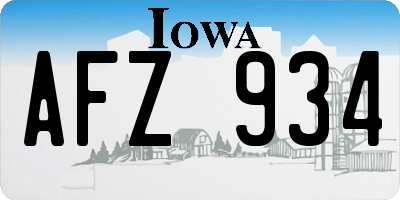 IA license plate AFZ934