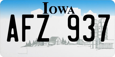 IA license plate AFZ937