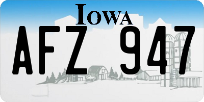 IA license plate AFZ947