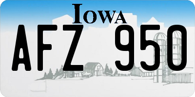 IA license plate AFZ950