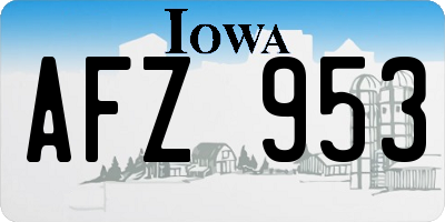 IA license plate AFZ953