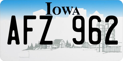 IA license plate AFZ962