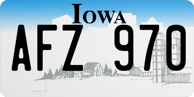 IA license plate AFZ970