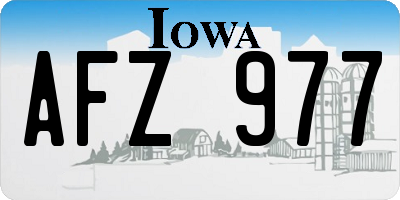 IA license plate AFZ977