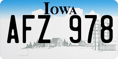 IA license plate AFZ978