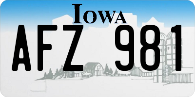 IA license plate AFZ981