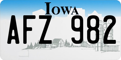 IA license plate AFZ982