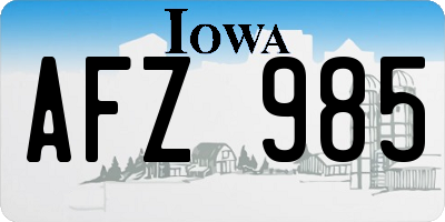 IA license plate AFZ985