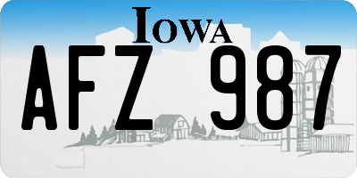 IA license plate AFZ987