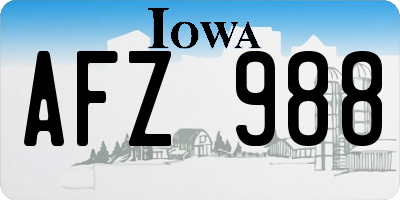 IA license plate AFZ988