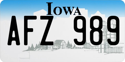 IA license plate AFZ989