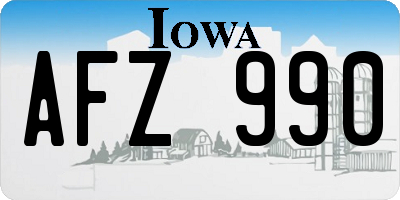 IA license plate AFZ990