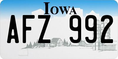 IA license plate AFZ992