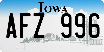 IA license plate AFZ996