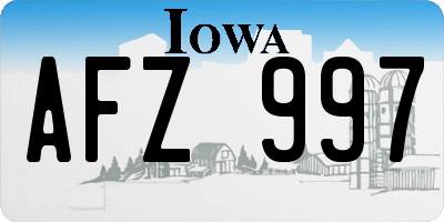 IA license plate AFZ997