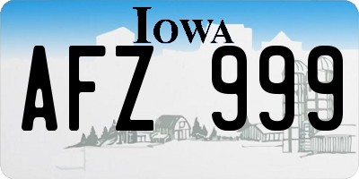 IA license plate AFZ999