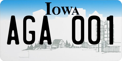 IA license plate AGA001