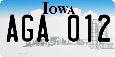 IA license plate AGA012