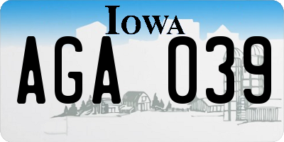 IA license plate AGA039