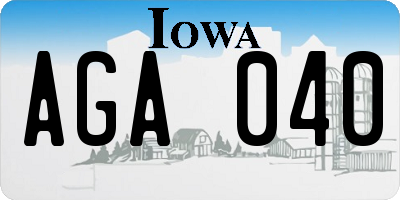 IA license plate AGA040