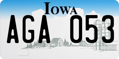 IA license plate AGA053