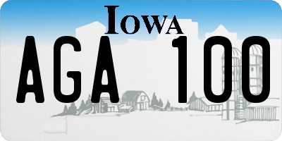 IA license plate AGA100