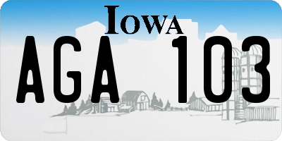 IA license plate AGA103