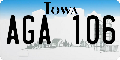 IA license plate AGA106