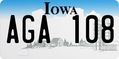 IA license plate AGA108