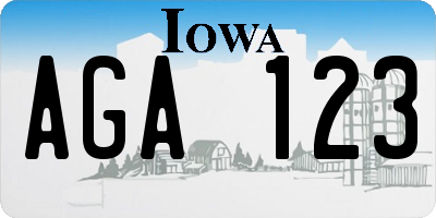 IA license plate AGA123