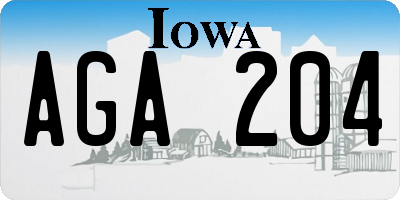 IA license plate AGA204