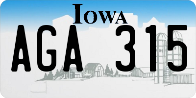 IA license plate AGA315