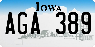 IA license plate AGA389