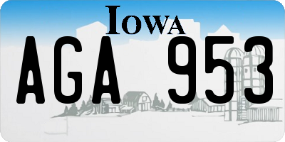 IA license plate AGA953