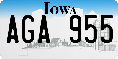 IA license plate AGA955